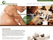 Tablet Screenshot of massagespecialists.com